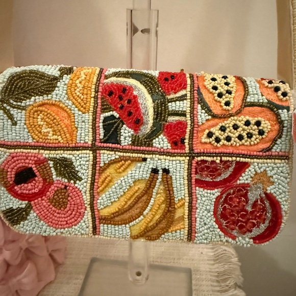 Hand-Beaded Fruit Mosaic Shoulder Bag - Multicolor - Picture 2 of 4
